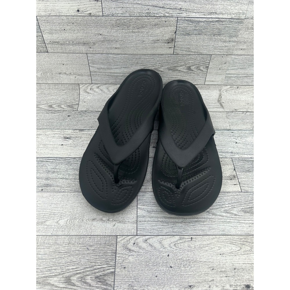 Crocs Kadee II Flip Flops Women 7‎ Black Lightweight Comfort Sandals 202492-001